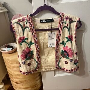 NWT zara embroidered vest
